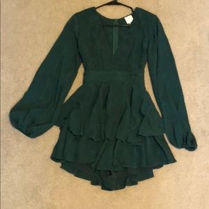 Dark green long sleeve romper